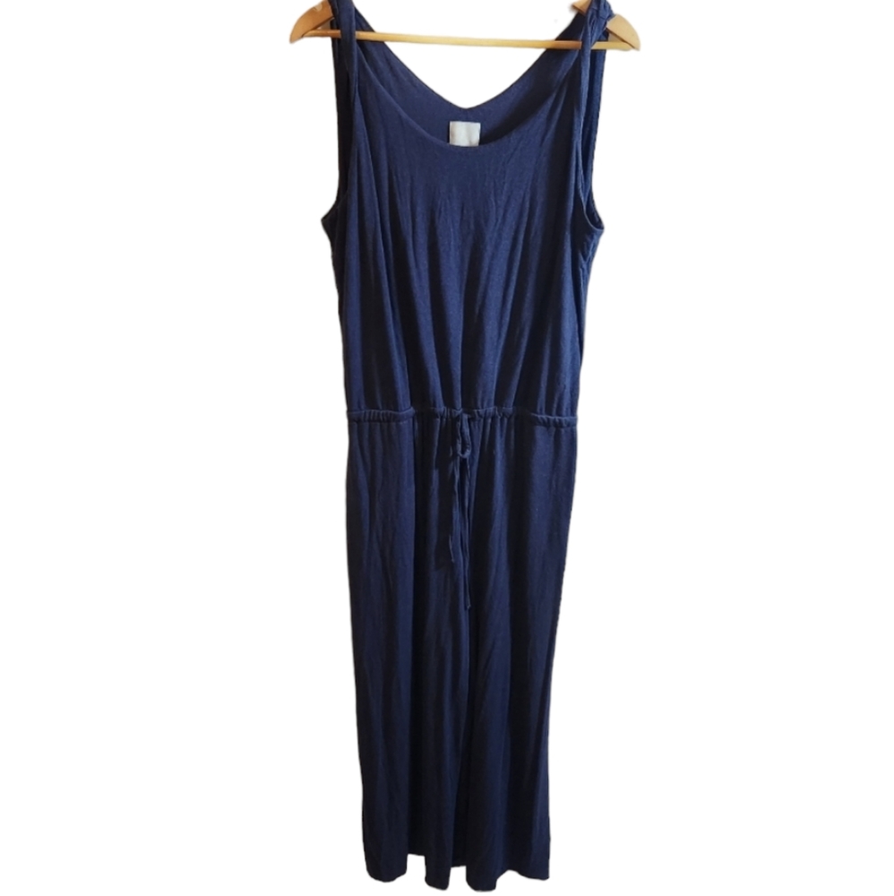 Sunday Women's Tie Waist Sleeveless Wide-Leg Blue Jumpsuit